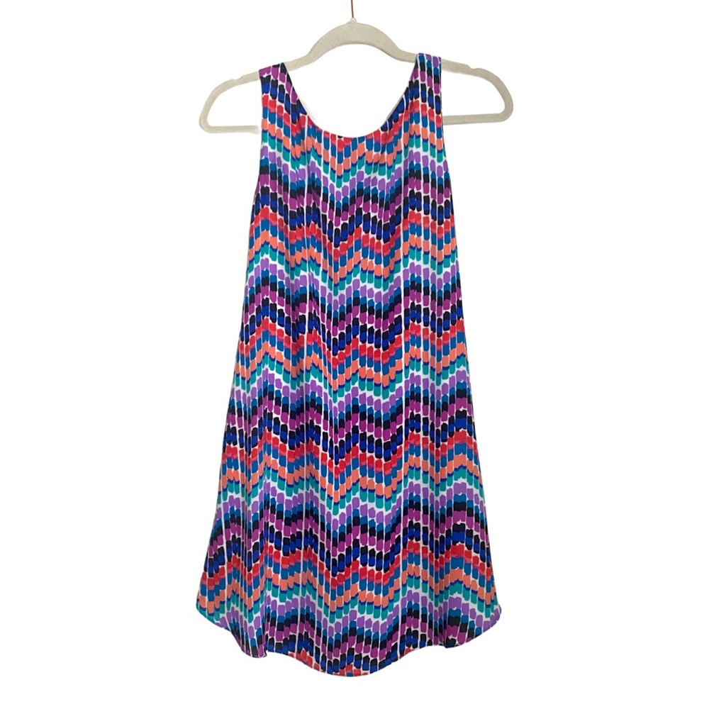 Beautiful AQUA Multicolor Pattern Racerback Dress! Size S!